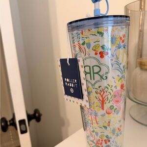 Roller Rabbit Colorful Floral & Fruit Travel Tumbler - Blue/Green/Pink/Yellow